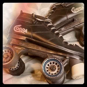 Black, Cobra roller derby skates.